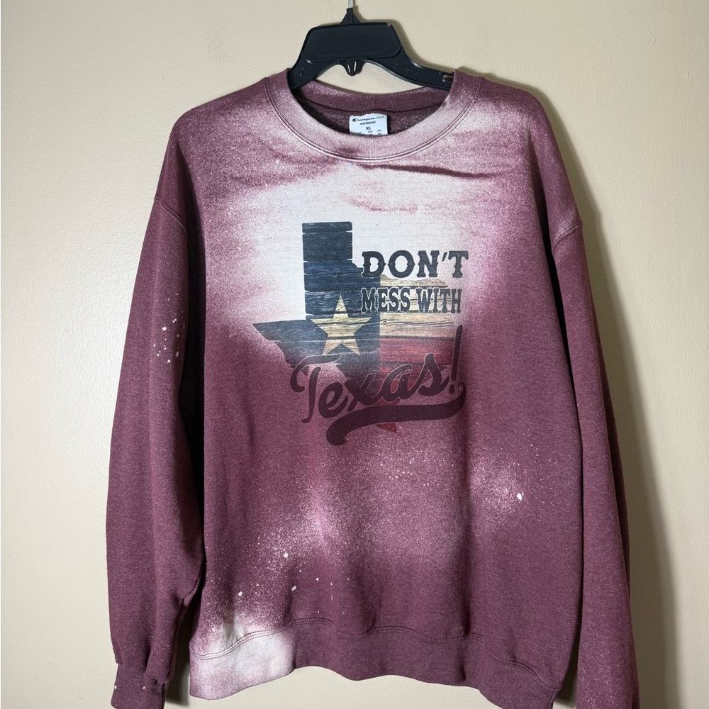 Champion‎ Sweatshirt XL Distressed Y2K Grunge Streetwear Don't Mess With Texas